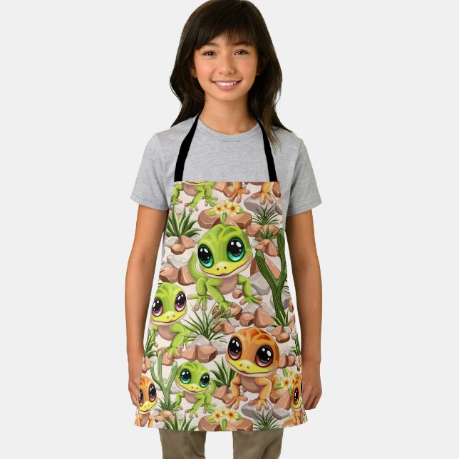 Baby Geckos Cute Cartoon Characters Apron (Insitu)