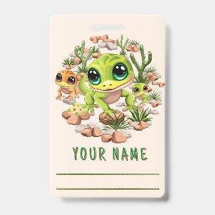 Baby Geckos Cute Cartoon Characters Badge