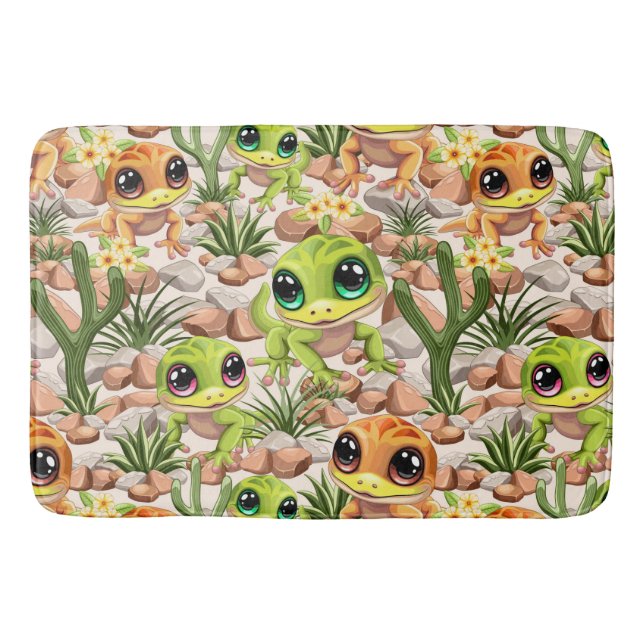 Baby Geckos Cute Cartoon Characters Bath Mat (Front)