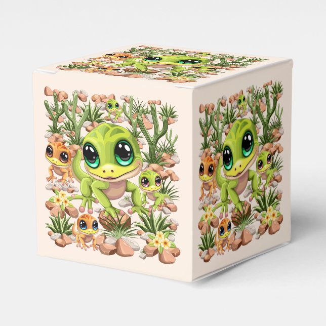 Baby Geckos Cute Cartoon Characters Favor Box (Front Side)