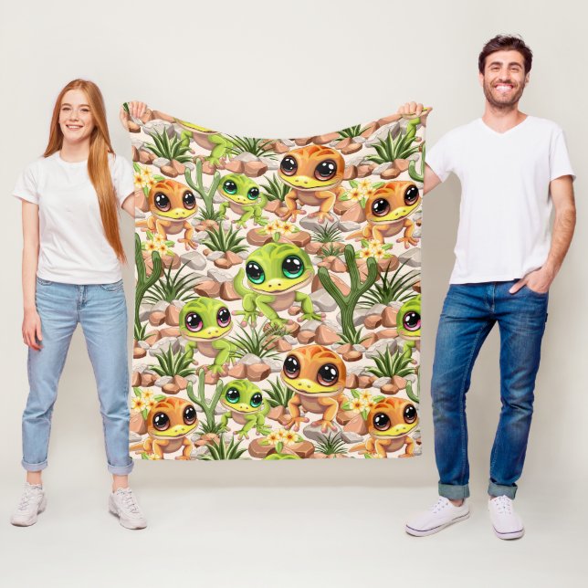 Baby Geckos Cute Cartoon Characters Fleece Blanket (In Situ)