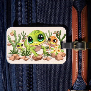 Baby Geckos Cute Cartoon Characters Luggage Tag