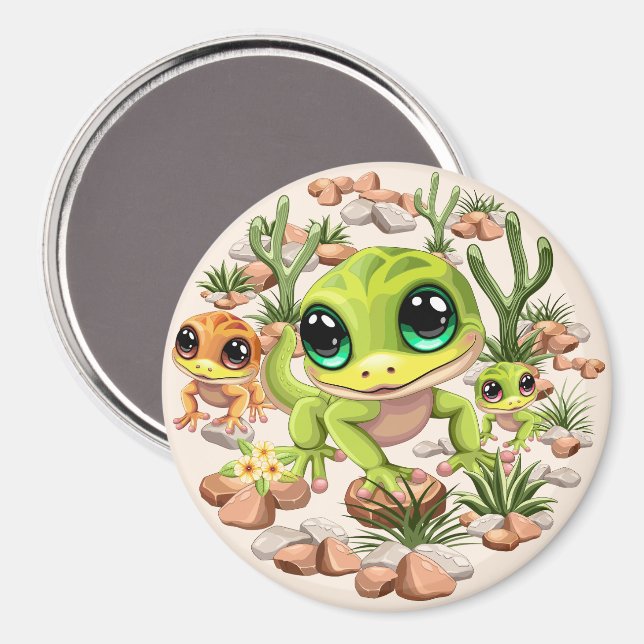 Baby Geckos Cute Cartoon Characters Magnet (Front/Back)