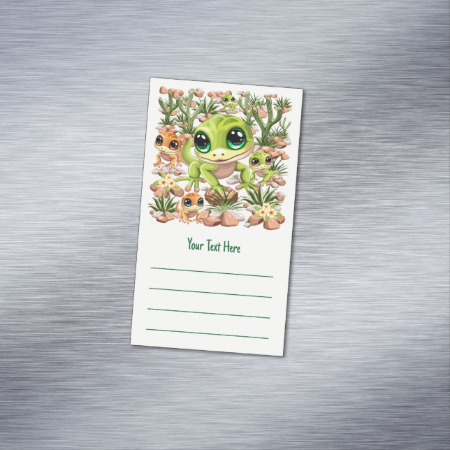 Baby Geckos Cute Cartoon Characters Magnetic Business Card (In Situ)