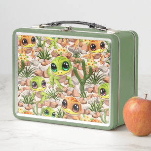 Baby Geckos Cute Cartoon Characters Metal Lunch Box