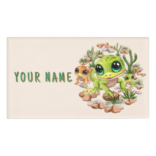 Baby Geckos Cute Cartoon Characters Name Tag