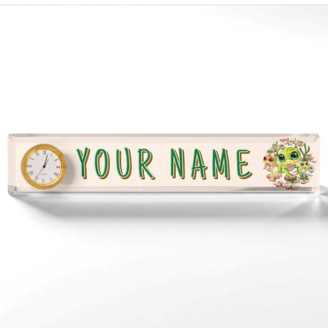 Baby Geckos Cute Cartoon Characters Nameplate (Front)
