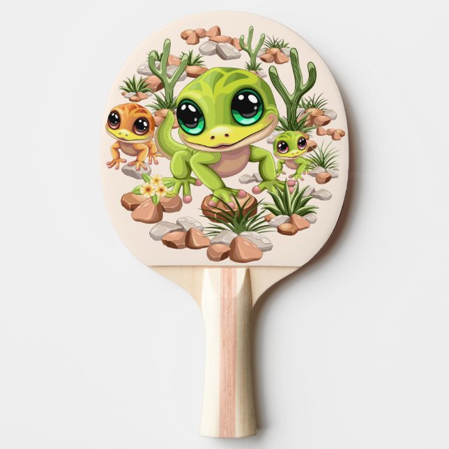 Baby Geckos Cute Cartoon Characters Ping Pong Paddle (Front)