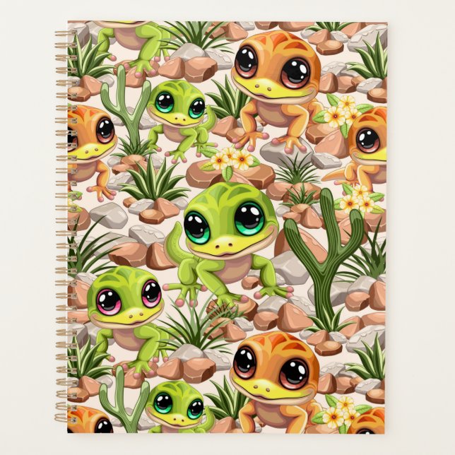 Baby Geckos Cute Cartoon Characters Planner (Front)
