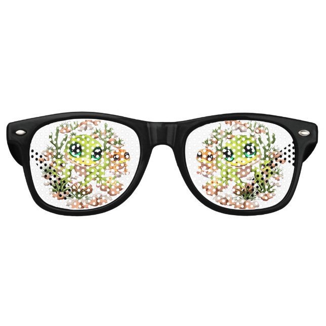 Baby Geckos Cute Cartoon Characters Retro Sunglasses (Front)