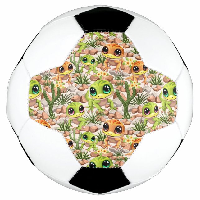 Baby Geckos Cute Cartoon Characters Soccer Ball (Front)