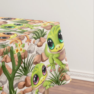 Baby Geckos Cute Cartoon Characters Tablecloth