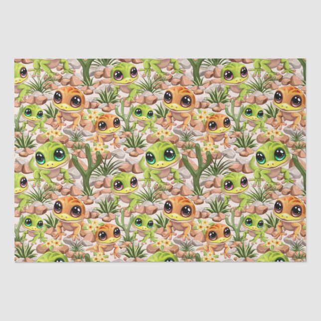 Baby Geckos Cute Cartoon Characters Tissue Paper (Front)