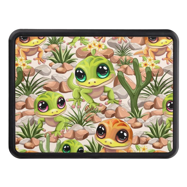 Baby Geckos Cute Cartoon Characters Trailer Hitch Cover (Front)