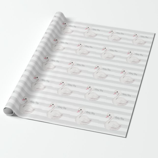 Baby Gender Neutral Grey Baby Shower Wrapping Paper (Unrolled)