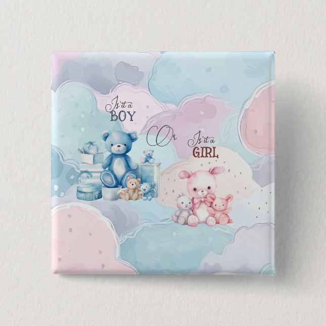 Baby Gender Reveal  2 Inch Square Button (Front)