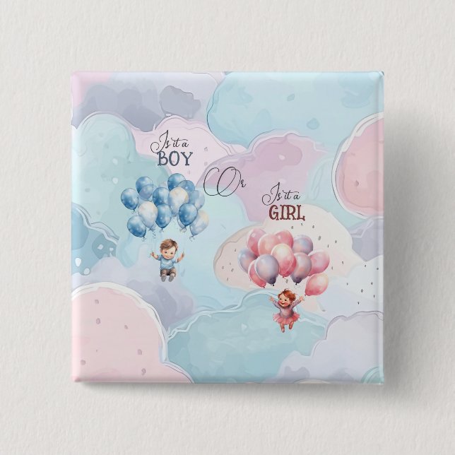 Baby Gender Reveal  2 Inch Square Button (Front)