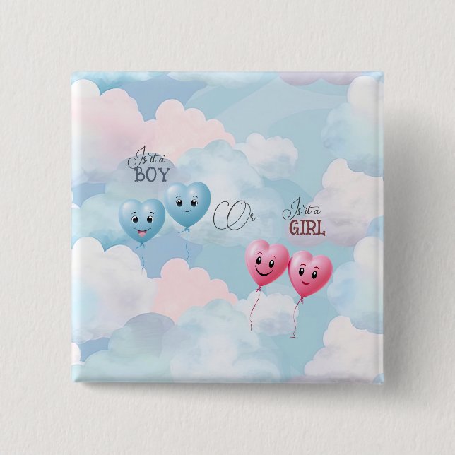 Baby Gender Reveal  2 Inch Square Button (Front)