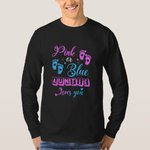 Baby Gender Reveal Auntie For Girls Women Presents T-Shirt