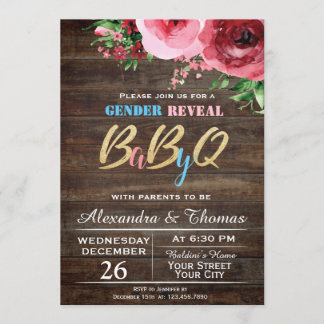 Baby Gender Reveal Baby Shower Invitation Floral
