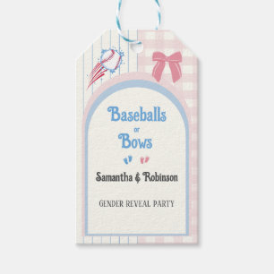 Baby gender reveal Baseballs or Bows Gift Tags