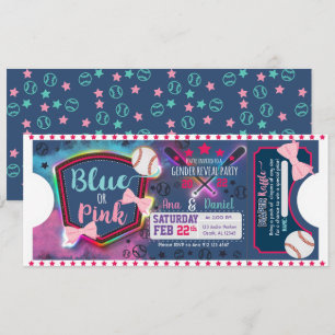 Baby gender reveal - Baseballs or Bows Invitation