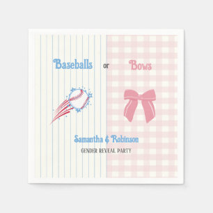 Baby gender reveal Baseballs or Bows Napkin