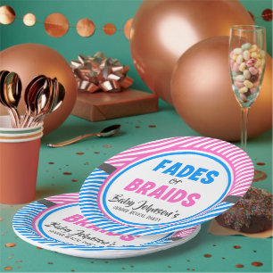 Baby Gender Reveal - Fades or Braids Paper Plate