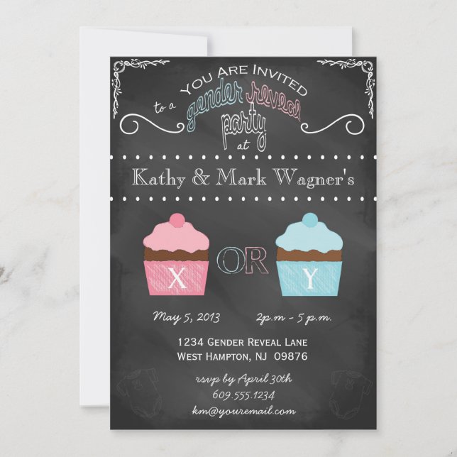 Baby Gender Reveal Invitation in Chalkboard (Front)