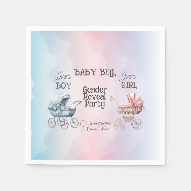 Baby Gender Reveal Invitation Napkin (Front)
