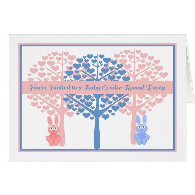 Baby Gender Reveal Party Invitation Pink & Blue (Front Horizontal)