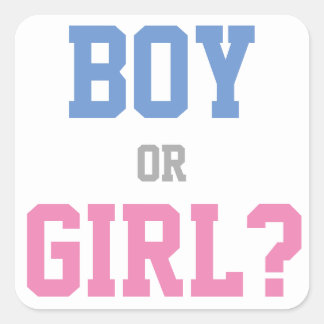 Baby Gender Reveal Party Sticker, Boy or Girl? Square Sticker