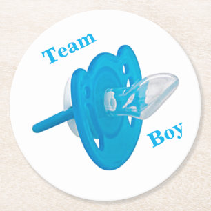 Baby Gender Reveal Party - Team Boy Round Paper Coaster