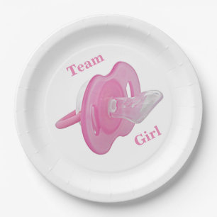 Baby Gender Reveal Party - Team Girl Paper Plate