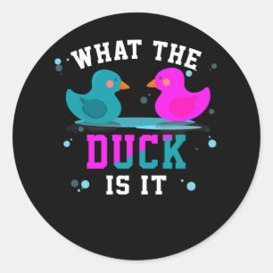 Baby Gender Reveal Party What The Duck Is It Baby  Classic Round Sticker