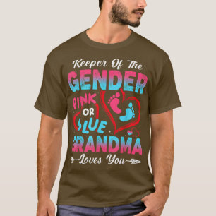 Baby Gender Reveal Shower Pink Or Blue Grandma Lov T-Shirt