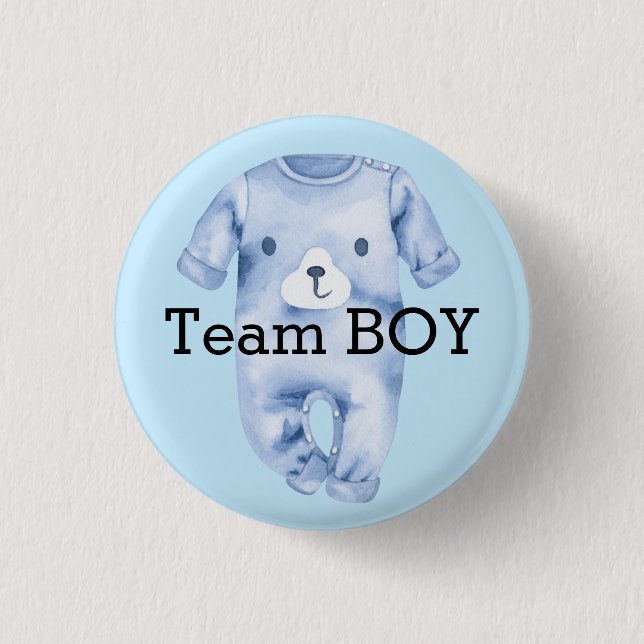 Baby gender reveal team boy  1 inch round button (Front)