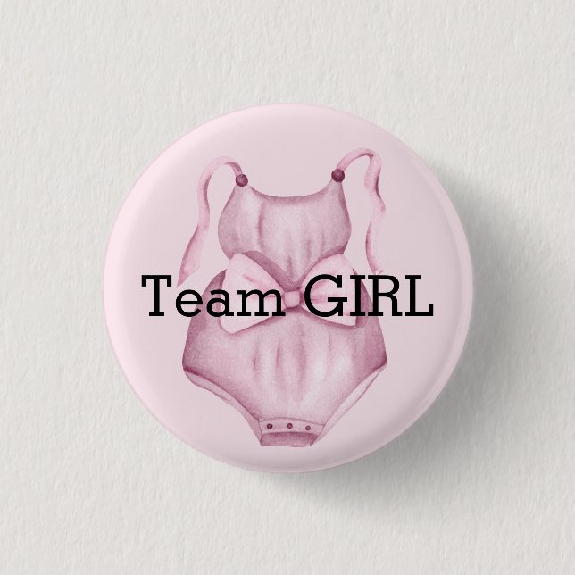 Baby gender reveal team girl  1 inch round button (Front)