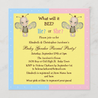 Baby Gender Reveal What Will it BEE? Honey Bees Invitation