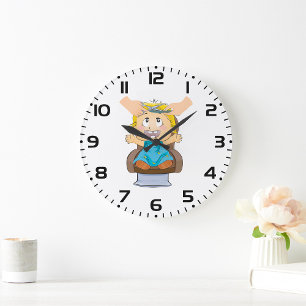 Baby Getting Haircut Funny Kids Barber Shop Large Clock