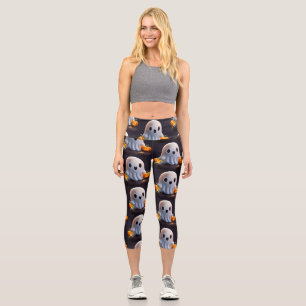 Baby Ghost Creepy Cute Halloween Character Capri Leggings