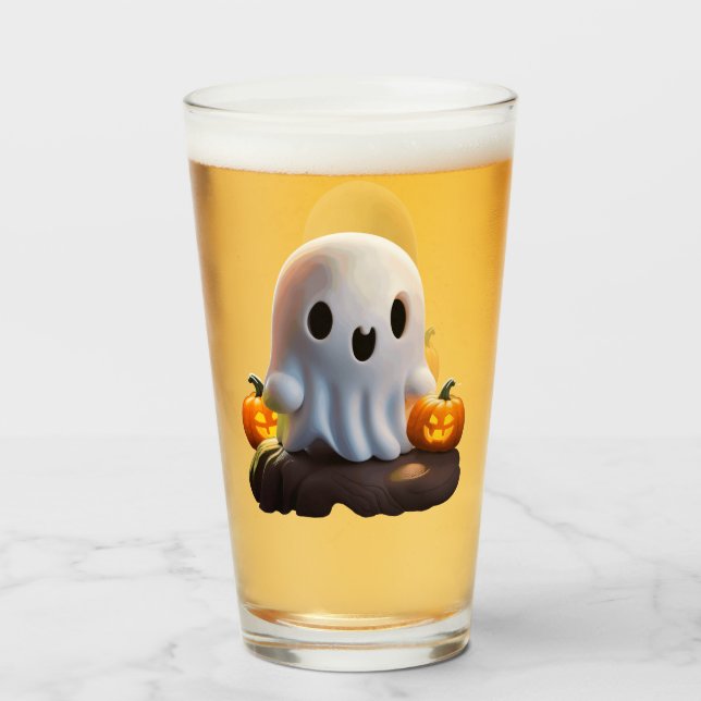 Baby Ghost Creepy Cute Halloween Character Glass (Front Filled)
