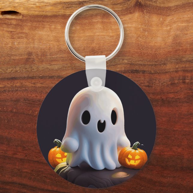 Baby Ghost Creepy Cute Halloween Character Keychain (Front)