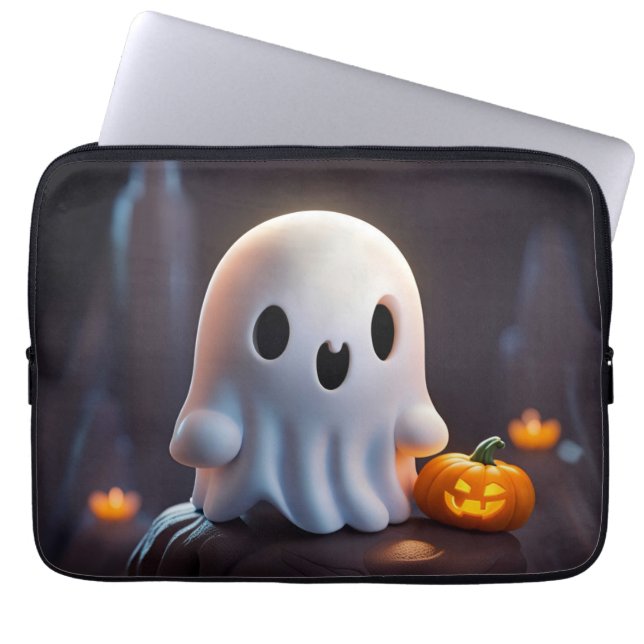 Baby Ghost Creepy Cute Halloween Character Laptop Sleeve (Front)