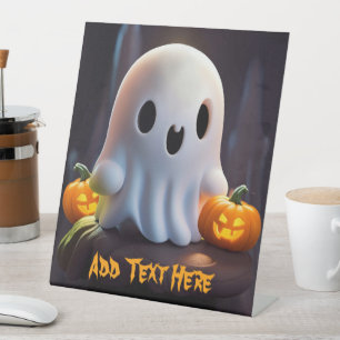 Baby Ghost Creepy Cute Halloween Character Pedestal Sign