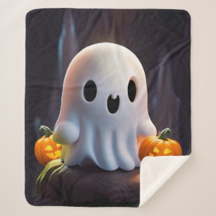 Baby Ghost Creepy Cute Halloween Character Sherpa Blanket