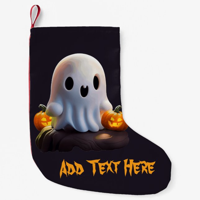 Baby Ghost Creepy Cute Halloween Character Small Christmas Stocking (Front)