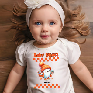 Baby Ghost Personalized Name Halloween Gift Design Bodysuit