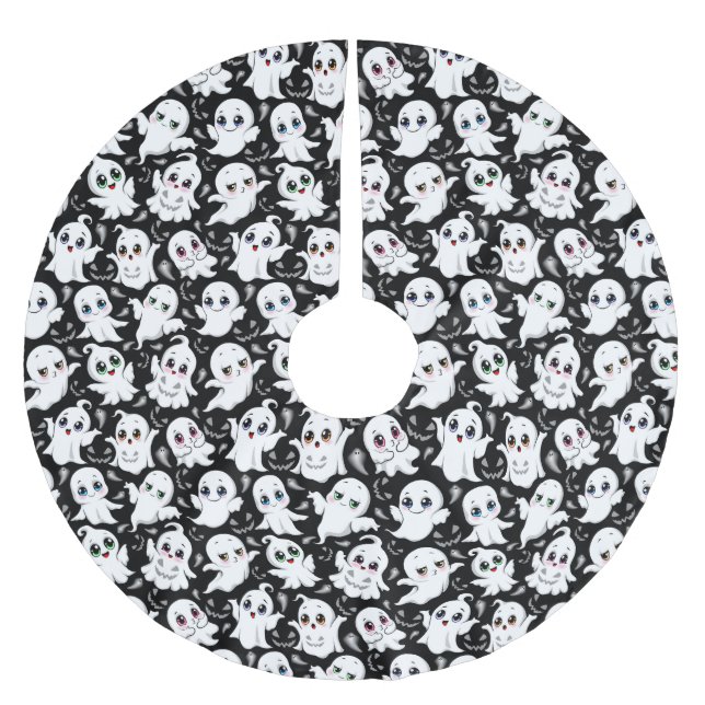 Baby Ghosts Spooky Cute Halloween Mood Brushed Polyester Tree Skirt (Front)
