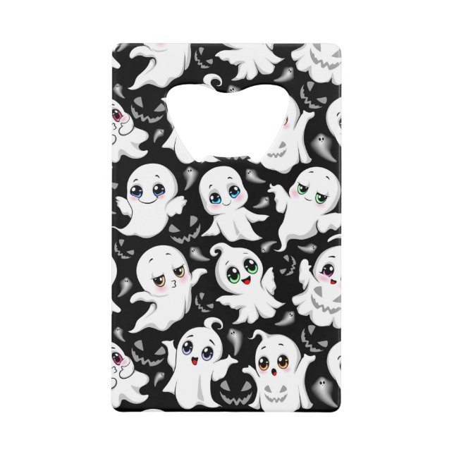 Baby Ghosts Spooky Cute Halloween Mood Credit Card Bottle Opener (Front)
